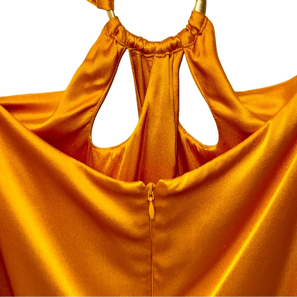 CULT GAIA JASMIN GOWN IN MARIGOLD AIR SATIN - Picture 9 of 11
